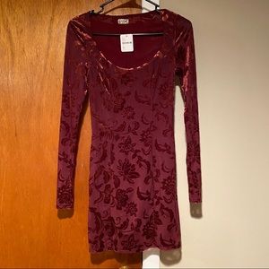 Free People Maroon Jacquard Mini Dress